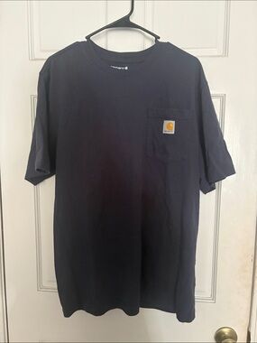 Carhartt Navy Short Sleeve Pocket Tee with Logo Patch